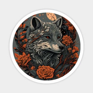 Cute Floral Wolf Magnet